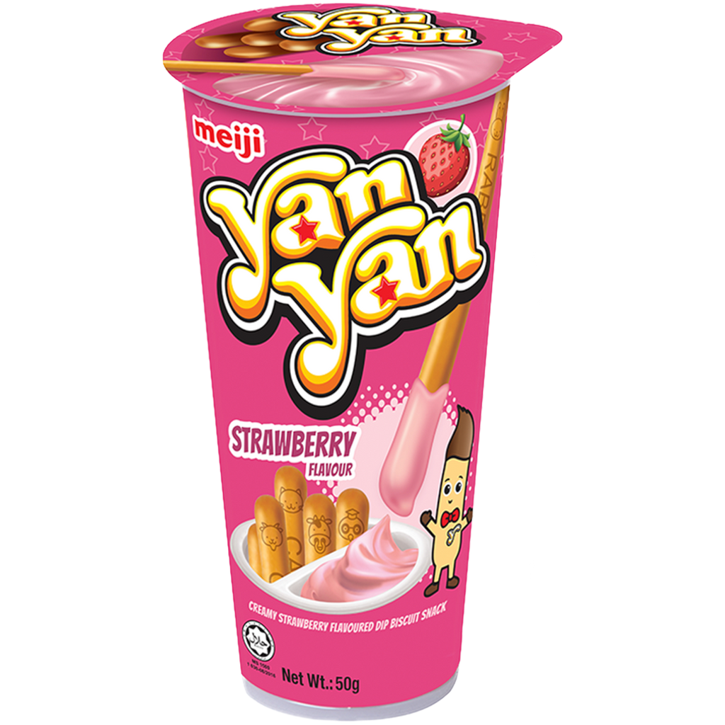 Meiji Yan Yan Strawberry Creme Biscuit Snack - 1.76oz (50g)