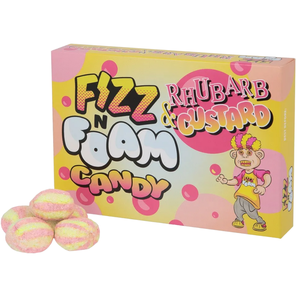 Fizz N Foam Super Fizzy Candy Rhubarb & Custard Flavour - 3.5oz (100g)