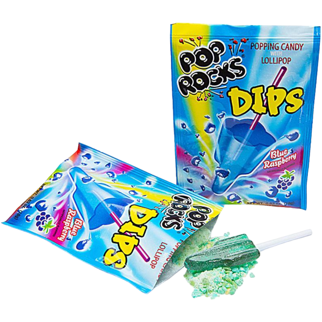 Pop Rocks Dips Sour Blue Raspberry - 0.63oz (18g) – Poppin Candy