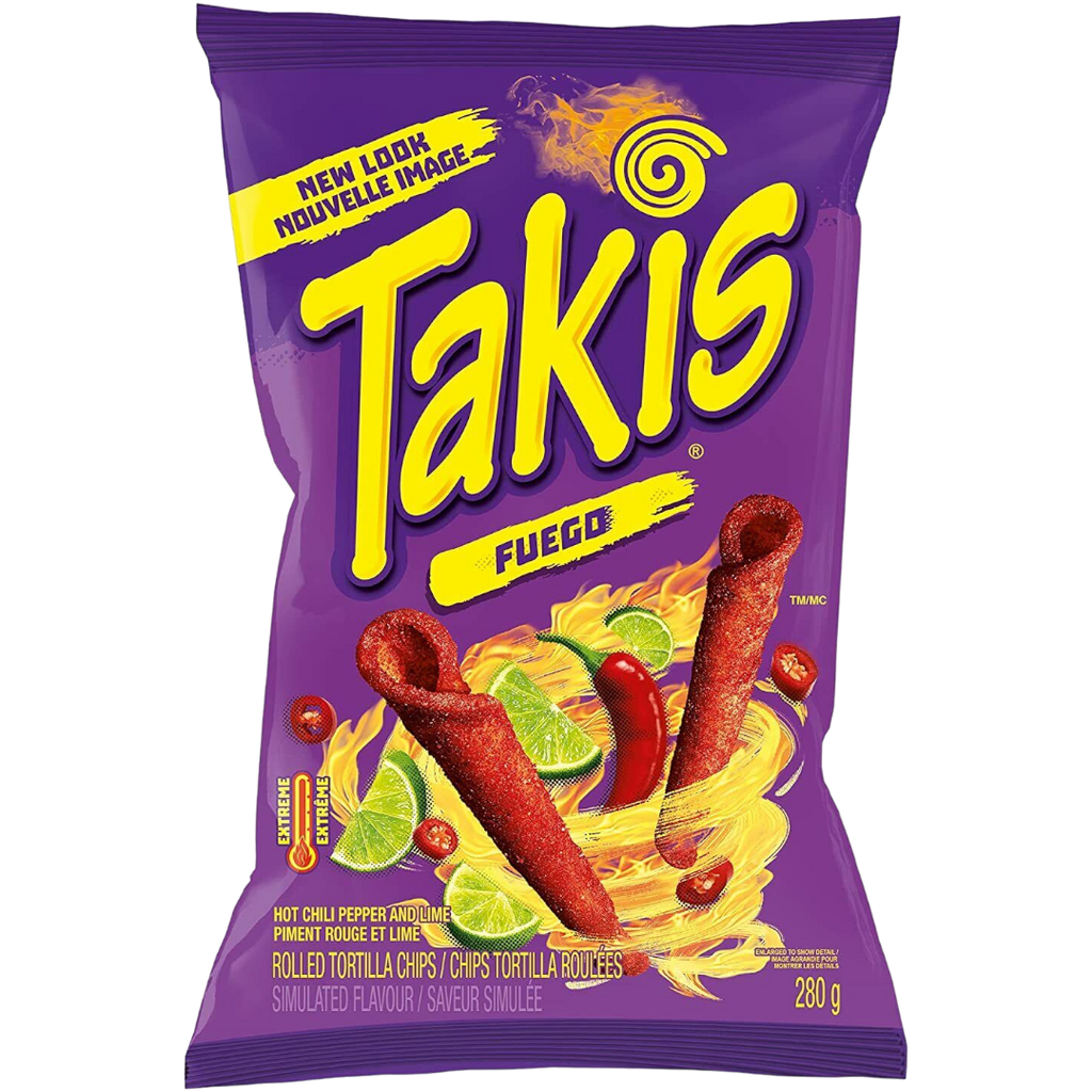 Takis Fuego Hot Chilli Pepper & Lime Rolled Tortilla Chips Share Bag - 9.9oz (280g)