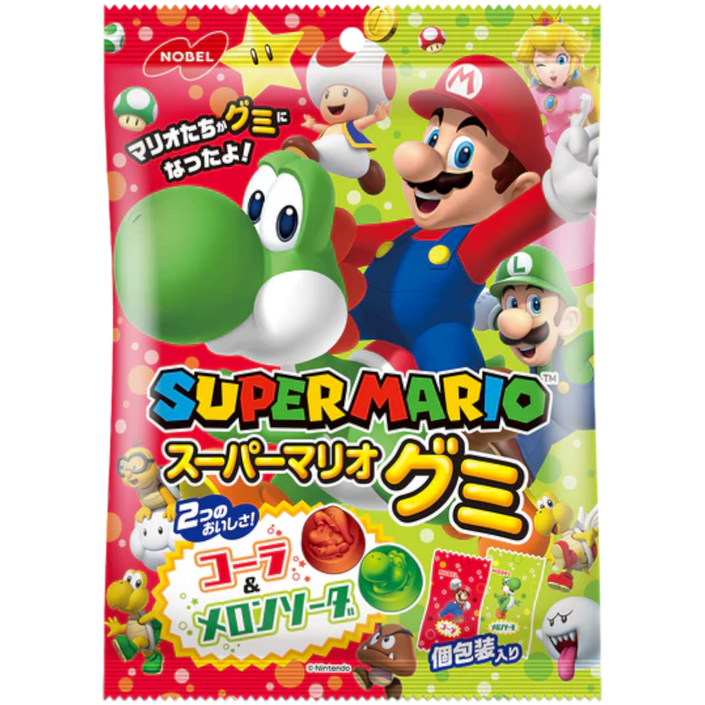 Nobel Super Mario Cola & Melon Soda Gummies Share Bag (Japan) - 3oz (85g)