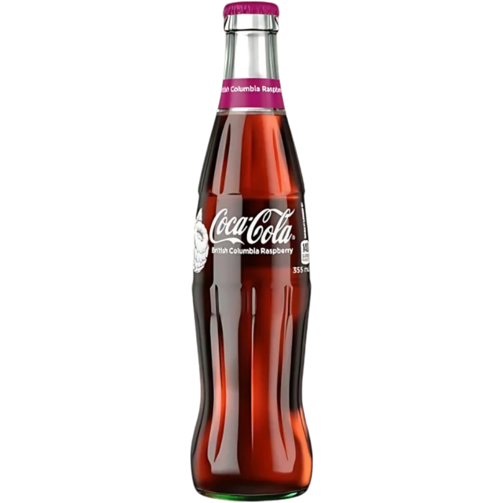 Coca Cola British Columbia Raspberry Flavour Retro Glass Bottle (Canada) - 12fl.oz (355ml)