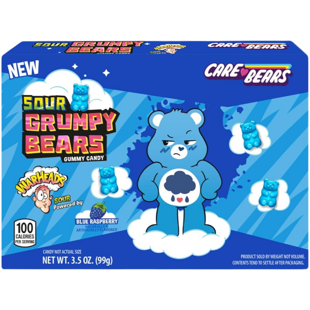 Warheads Care Bears Blue Raspberry Sour Grumpy Bears Theatre Box - 3.5oz (99g)