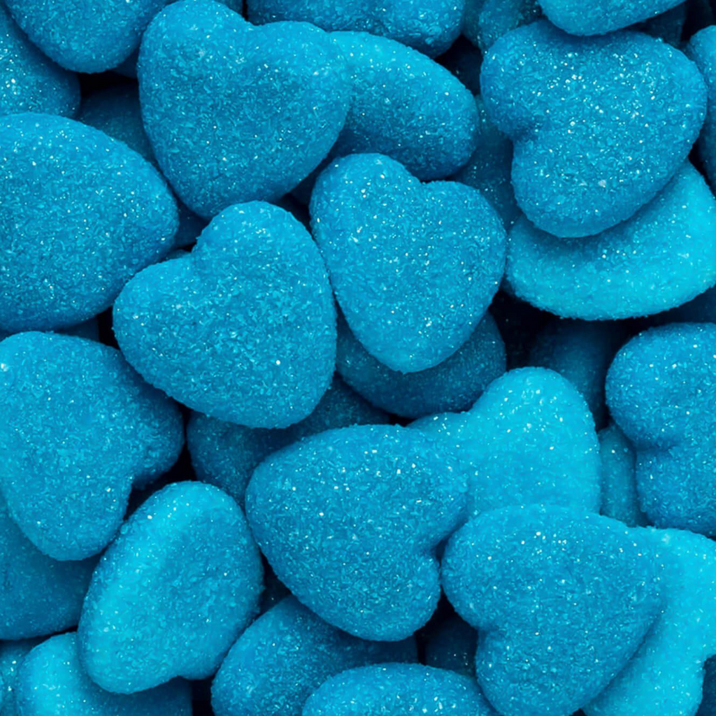 Jelly Filled Blue Raspberry Hearts