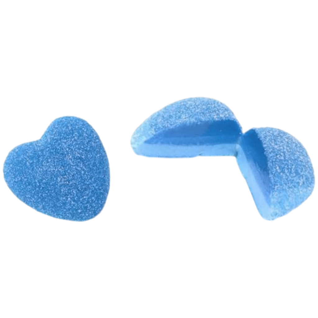 Jelly Filled Blue Raspberry Hearts | Poppin Candy