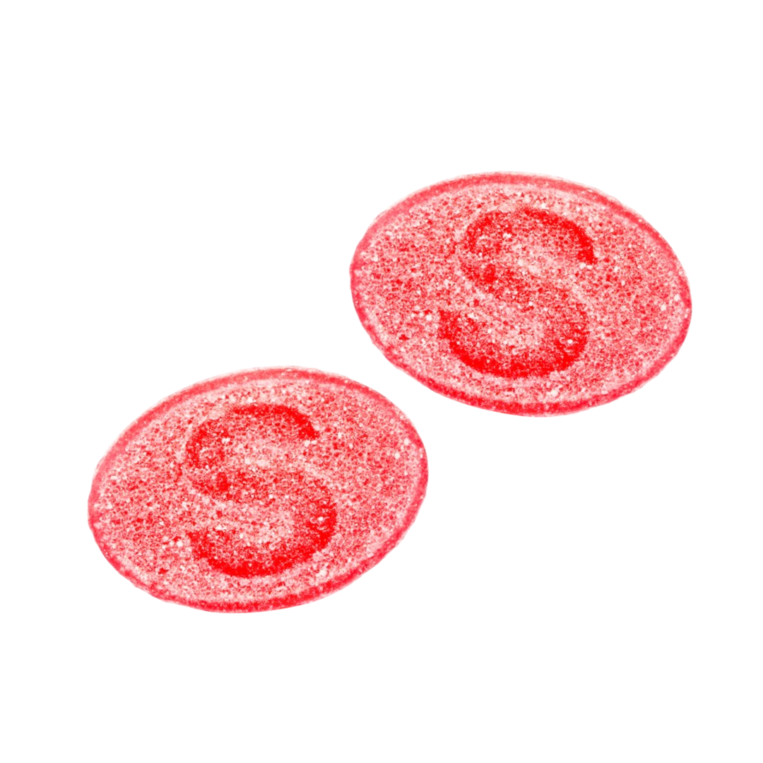 S-Märke Hallonsura (Sour Raspberry Ovals) (Swedish)