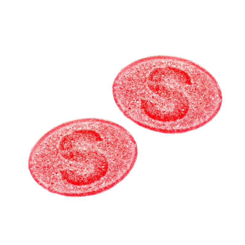 S-Märke Hallonsura (Sour Raspberry Ovals) (Swedish)