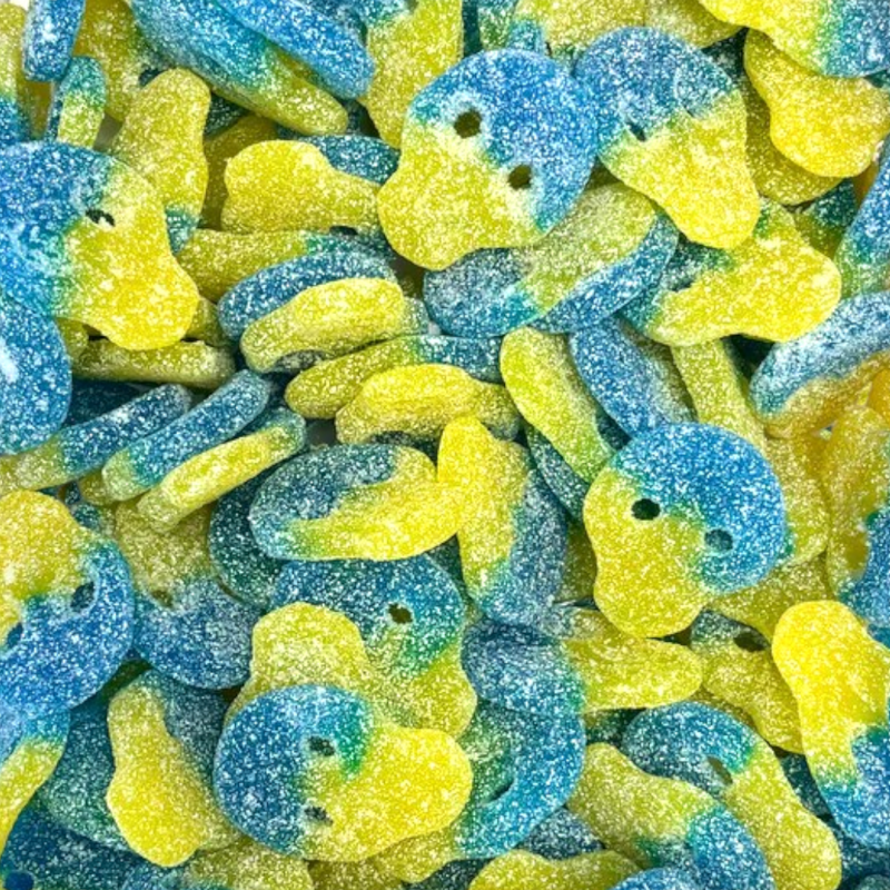 Blue Raspberry Lemonade Sour Swedish Skulls (Swedish)