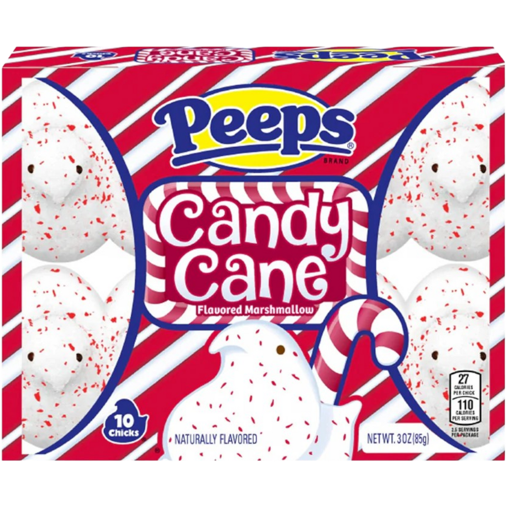 Peeps Candy Cane Marshmallow Chicks 10 Pack (Christmas Limited Edition) - 3oz (85g)