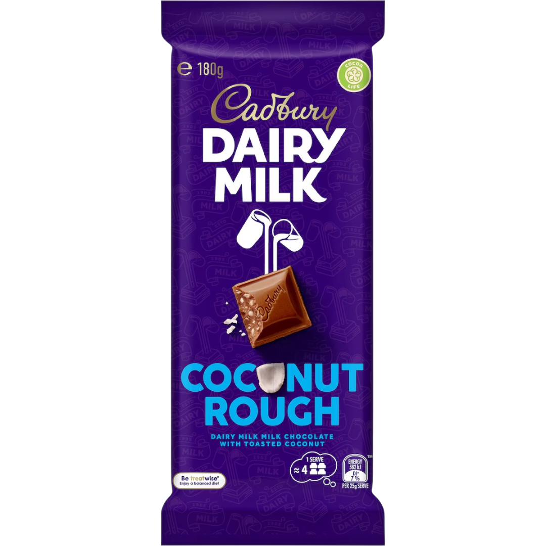 Cadbury Dairy Milk Coconut Rough Chocolate Block (Australia) - 6.3oz (180g)