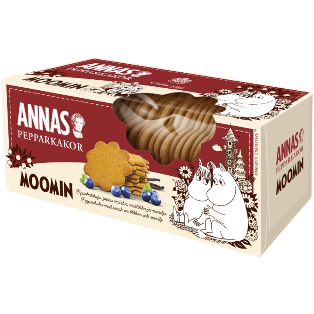 Annas Moomin Blåbär & Vanilj (Gingerbread, Blueberry & Vanilla Christmas Cookies) (Swedish) - 5.2oz (150g)