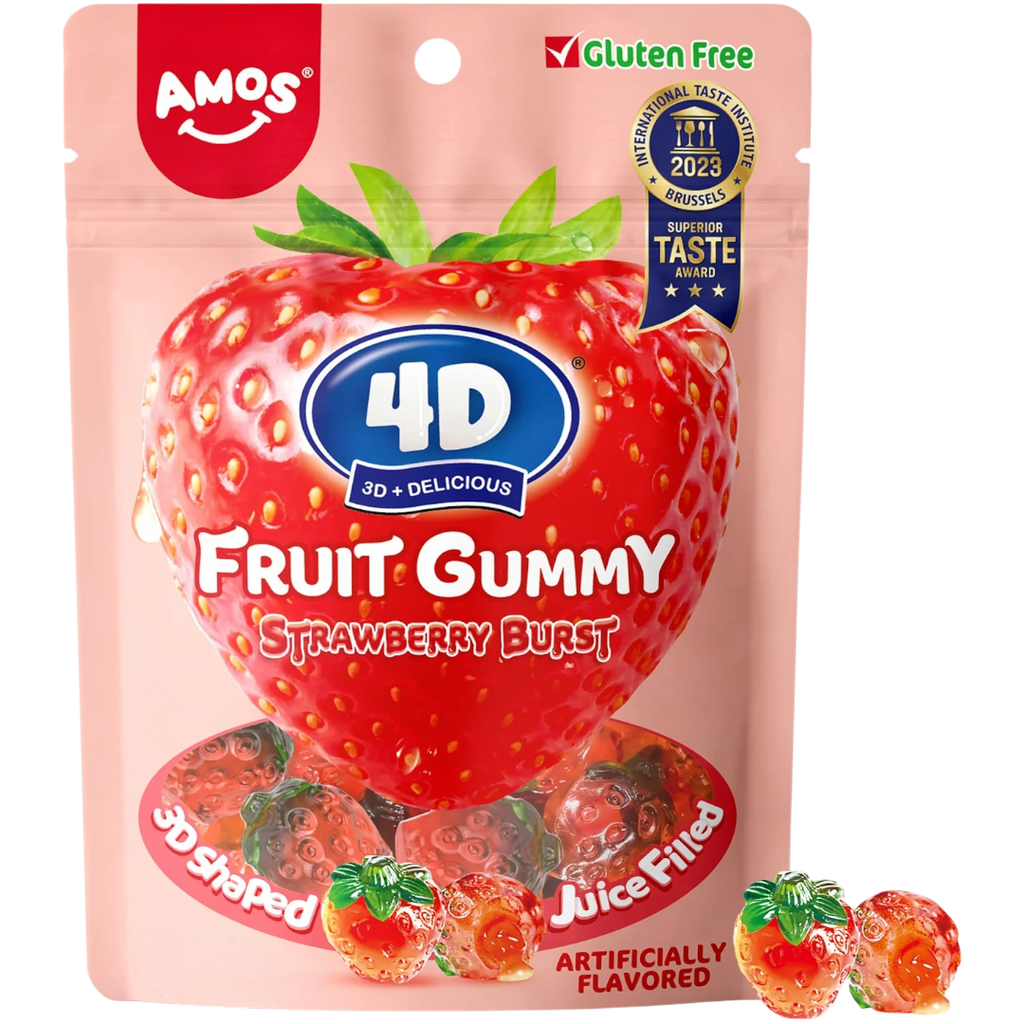 Amos 4D Gummies Juice Filled Strawberry Burst - 6oz (170g)