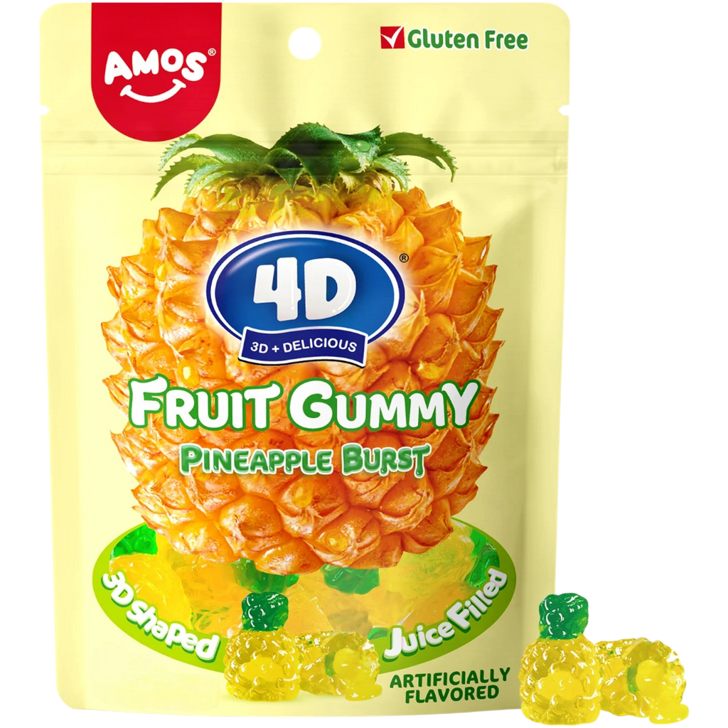 Amos 4D Gummies Juice Filled Pineapple Burst - 6oz (170g)