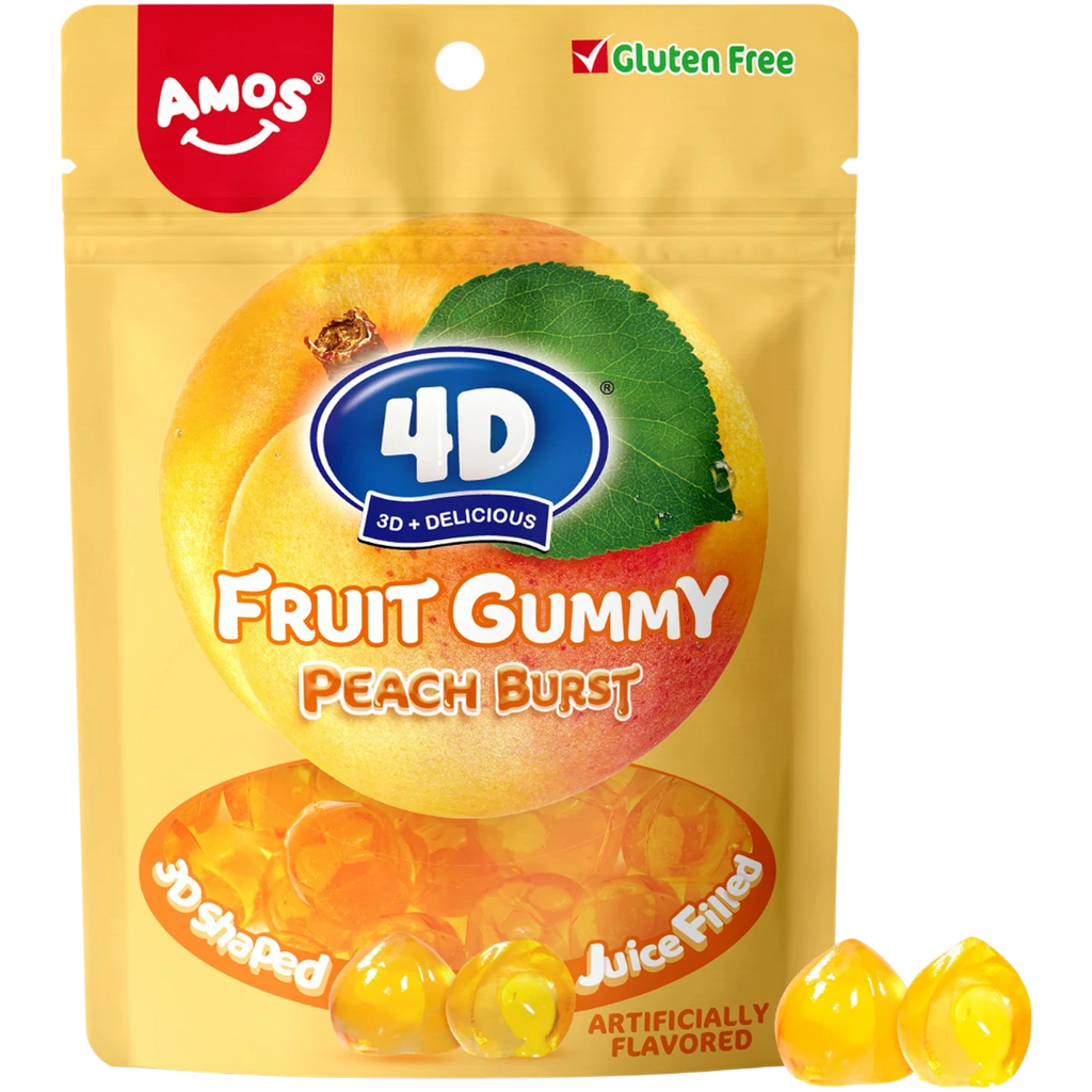 Amos 4D Gummies Juice Filled Peach Burst - 6oz (170g)