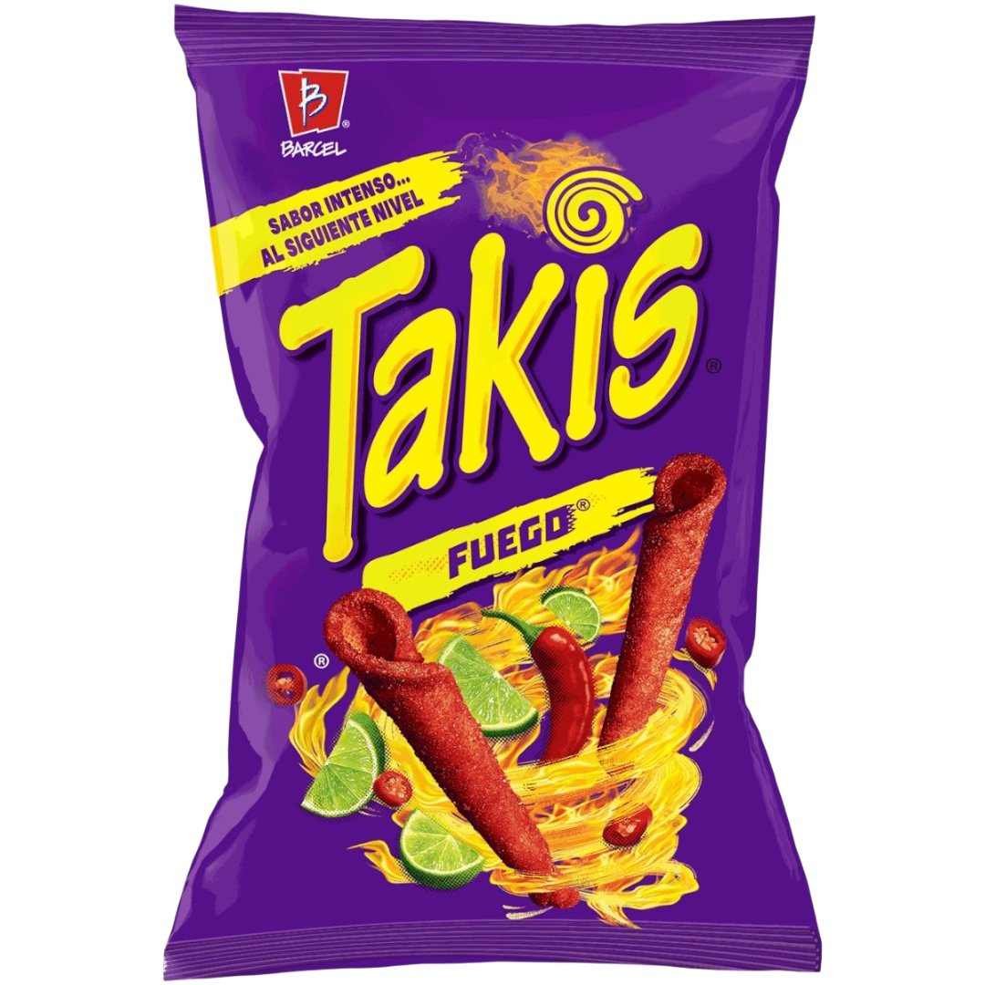 Takis Fuego Hot Chilli Pepper & Lime Rolled Tortilla Chips (Mexican) - 2.47oz (70g)