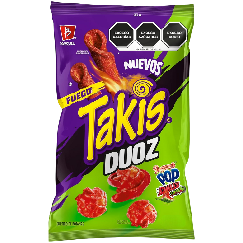 Takis Duoz Pop Chilix Sandia (Chilli Tortilla Chips & Watermelon Candy Popcorn) (Mexican) - 3oz (85g)