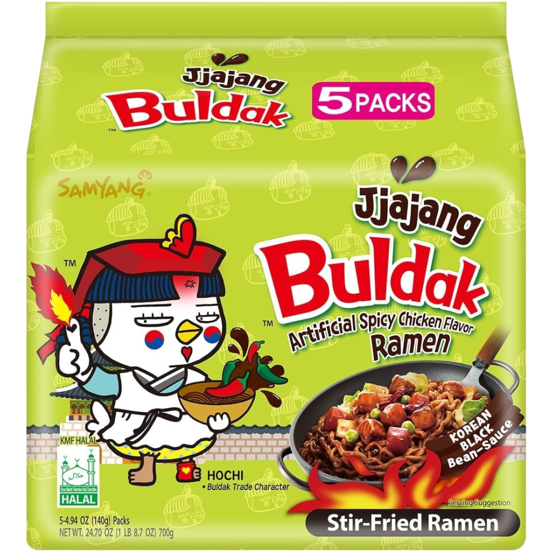 Samyang Buldak Jjajang (Korean Black Bean Sauce) Hot Chicken Flavour Ramen - 4.94oz (140g)