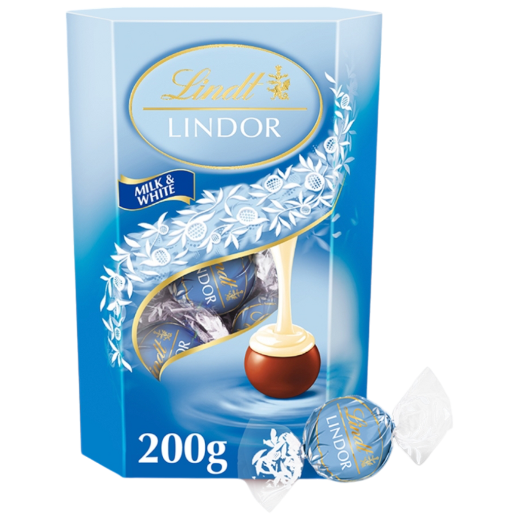 Lindt Lindor Milk & White Chocolate Truffles Box - 7.05oz (200g)