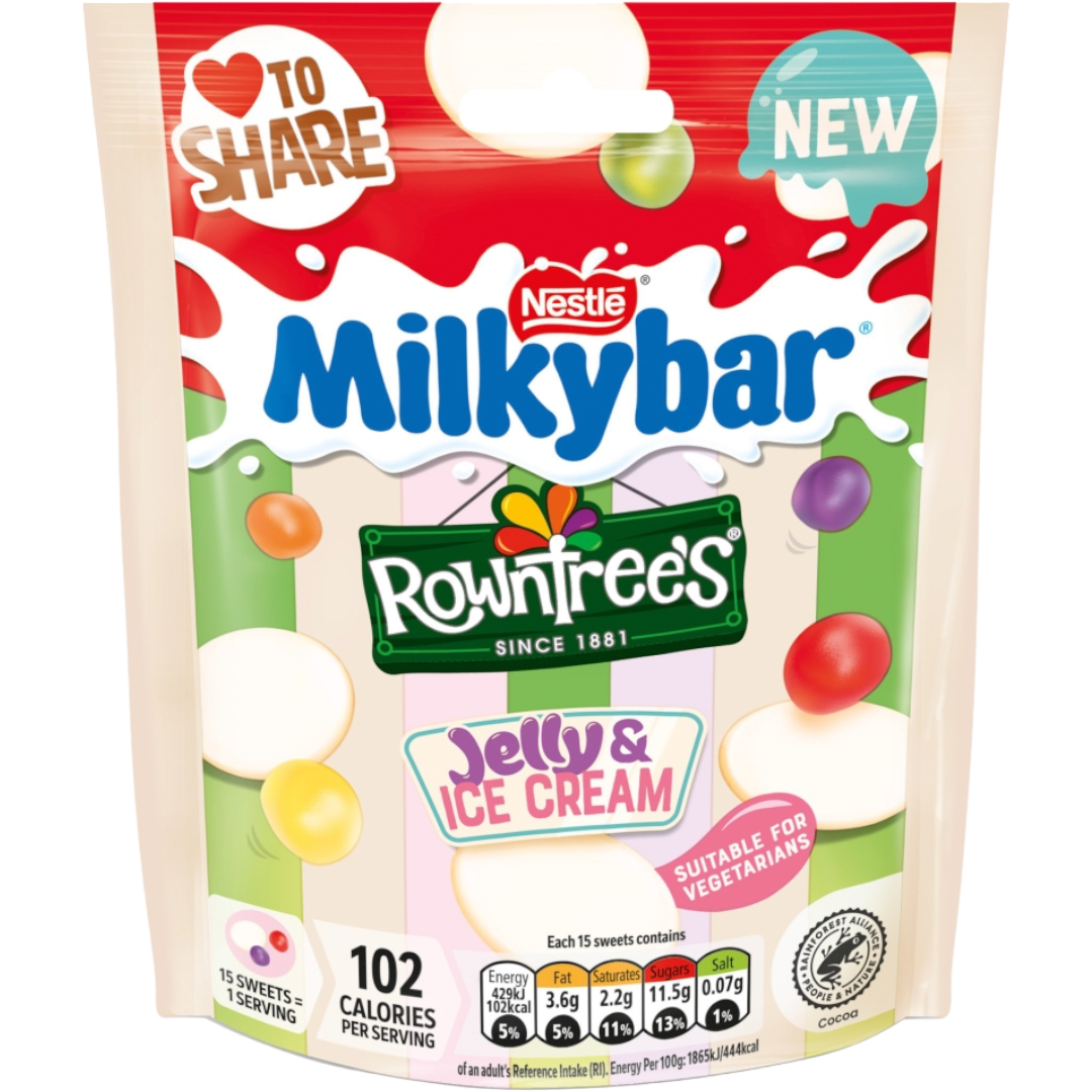 Milkybar Rowntree's Jelly & Ice Cream Share Bag - 3.35oz (95g) | Poppin ...