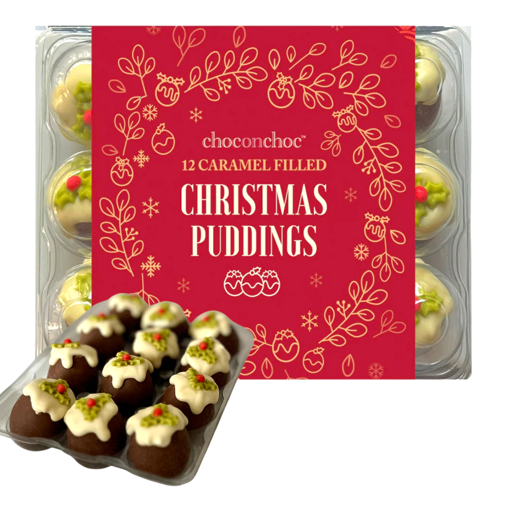 Handmade Caramel Filled Belgian Chocolate Christmas Puddings - 6.52oz (185g)