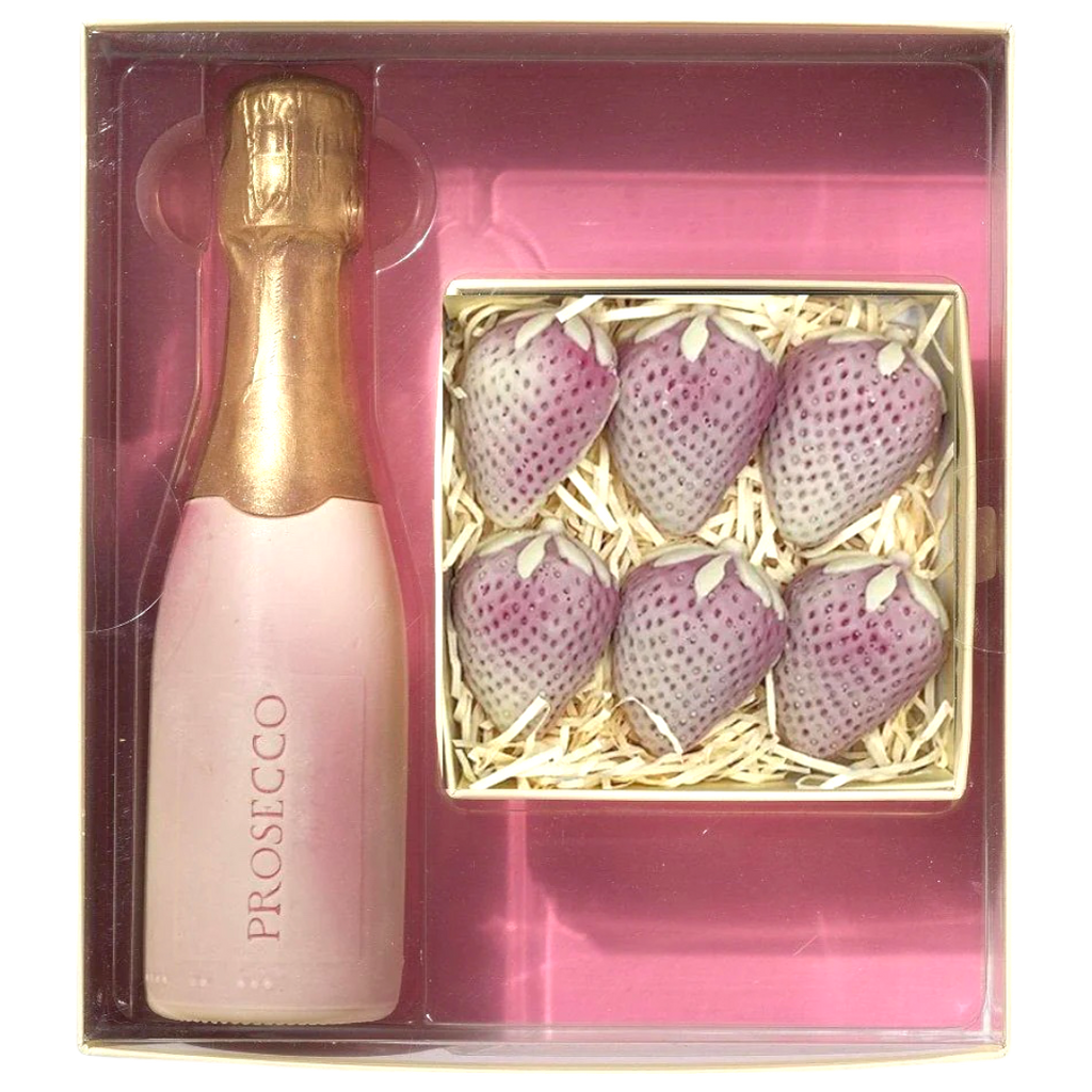 Handmade Belgian Chocolate Prosecco And Strawberries Gift Box (No Alcohol) - 12.7oz (360g)