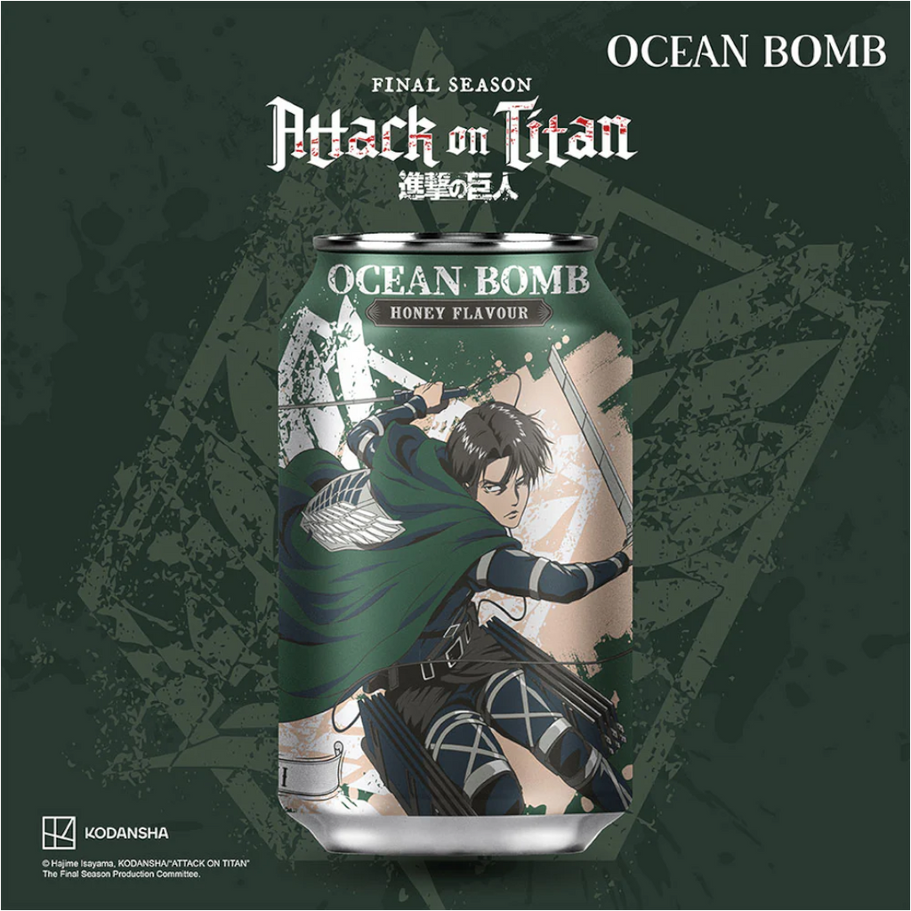 Ocean Bomb Attack on Titan Honey Flavour Sparkling Water (Levi) - 11.1fl.oz (330ml)