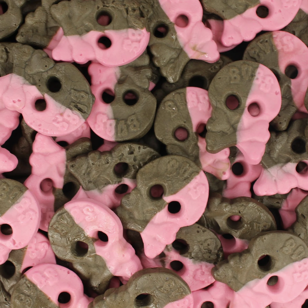 BUBS Raspberry & Liquorice Foam Skulls | Poppin Candy