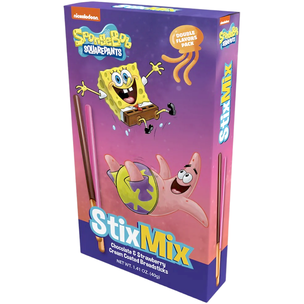 Nickelodeon SpongeBob SquarePants StixMix Milk Chocolate & Strawberry Biscuit Sticks - 1.41oz (40g)