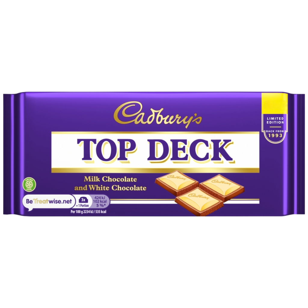 Cadbury's Top Deck Milk Chocolate and White Chocolate Bar - 3.35oz (95g)