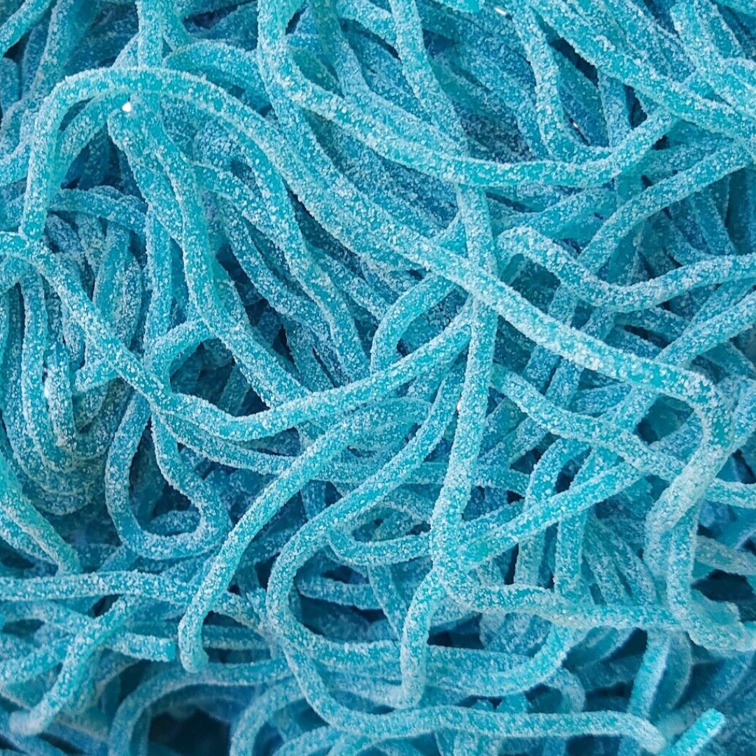 Sunshine Raspberry Laces Sour Blue Raspberry Laces – Poppin Candy