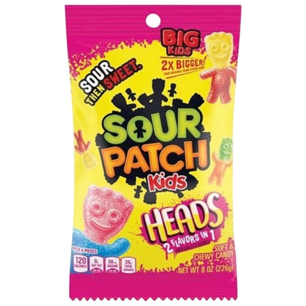 Sour Patch Kids Heads (2 Flavours in 1) BIG BAG - 7.9oz (226g)