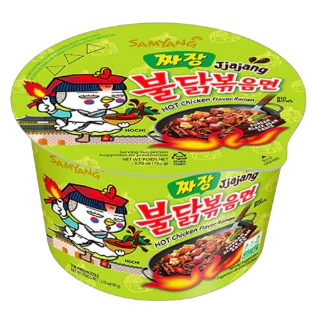 Samyang Buldak Jjajang (Korean Black Bean Sauce) Hot Chicken Flavour Ramen Big Bowl - 3.7oz (105g)