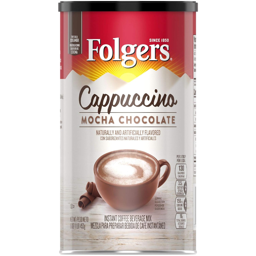 Folgers Cappuccino Mocha Chocolate Instant Coffee Mix 16oz (453g