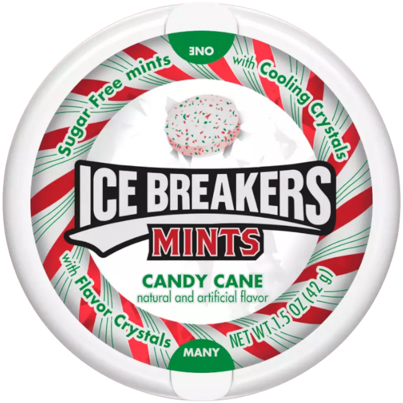 Ice Breakers Candy Cane Flavour Sugar Free Mints (Christmas Limited Edition) - 1.5oz (42g)