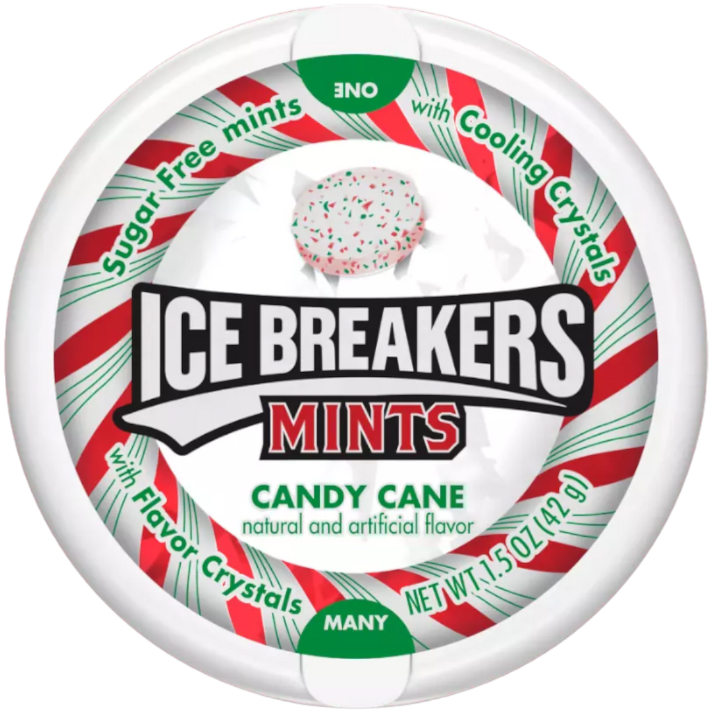 Ice Breakers Candy Cane Flavour Sugar Free Mints (Christmas Limited Edition) - 1.5oz (42g)