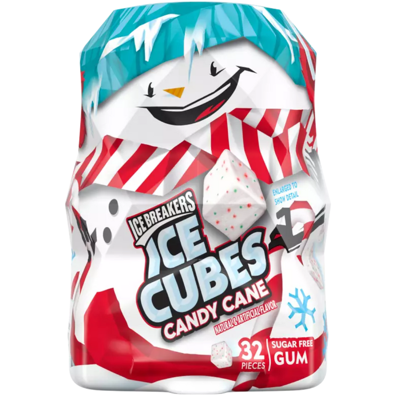 Ice Breakers Ice Cubes Candy Cane Snowman Sugar Free Gum (Christmas Limited Edition)  - 2.6oz (73g)