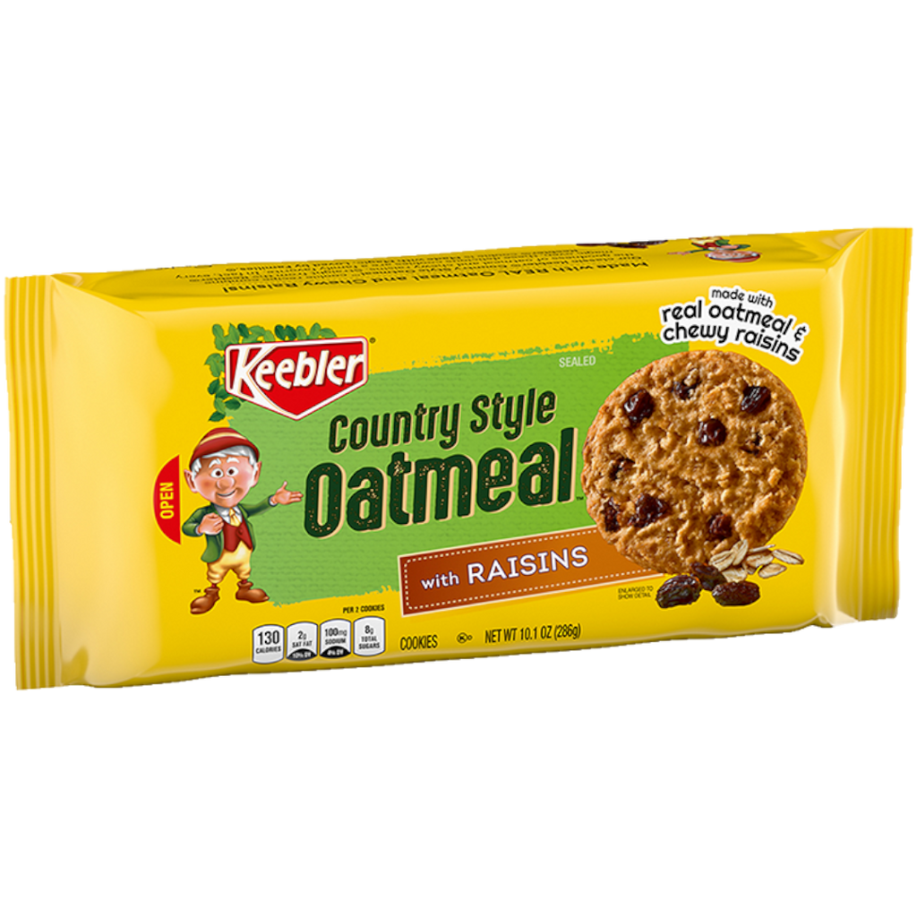 Keebler Country Style Oatmeal Cookies With Raisins Family Size - 10.1oz (286g)