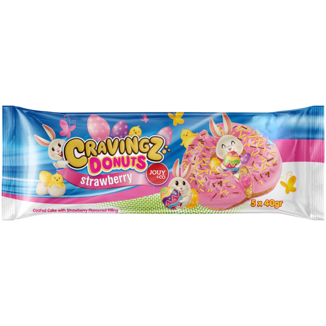 Cravingz Strawberry Filled Pink Iced XL Donuts 5 Pack - 7oz (200g) 15-08-24