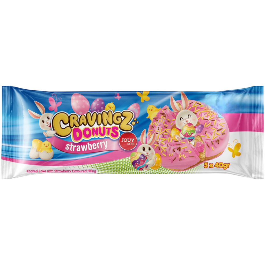 Cravingz Strawberry Filled Pink Iced XL Donuts 5 Pack - 7oz (200g)