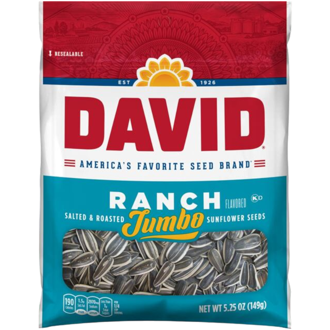 David's Jumbo Sunflower Seeds Ranch Flavour - 5.25oz (149g)