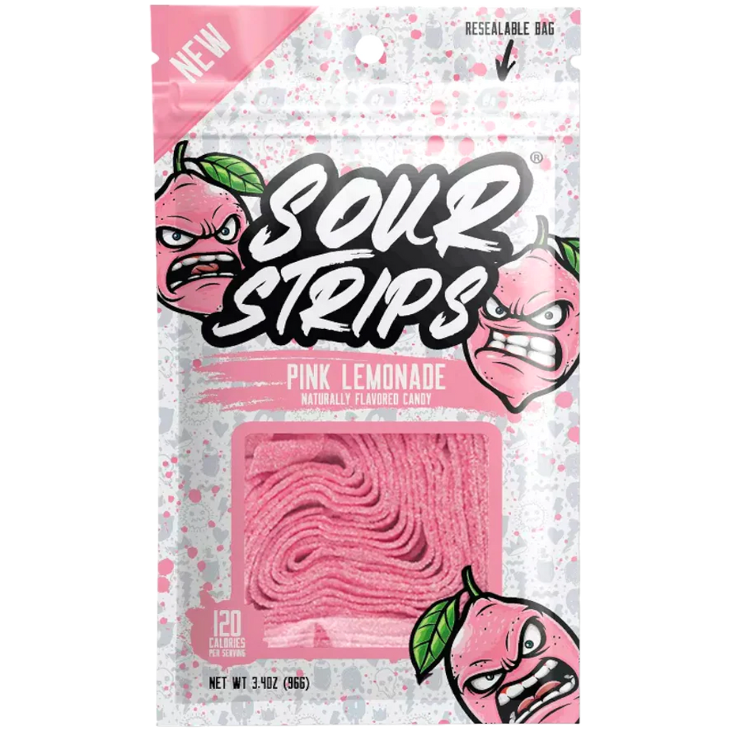 Sour Strips Pink Lemonade Peg Bag - 3.4oz (96g)