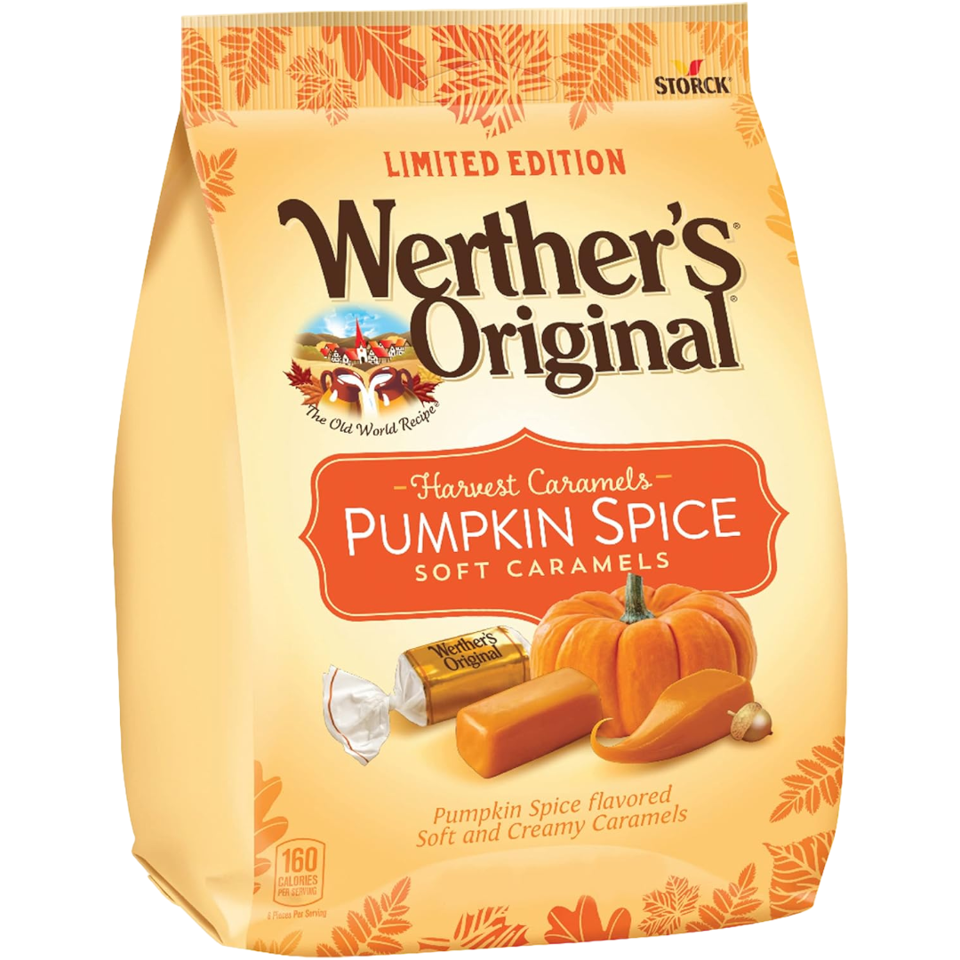 Werther's Original Harvest Soft Caramels Pumpkin Spice Flavour Share Bag (Fall Limited Edition) - 8.57oz (243g) BB 06/24