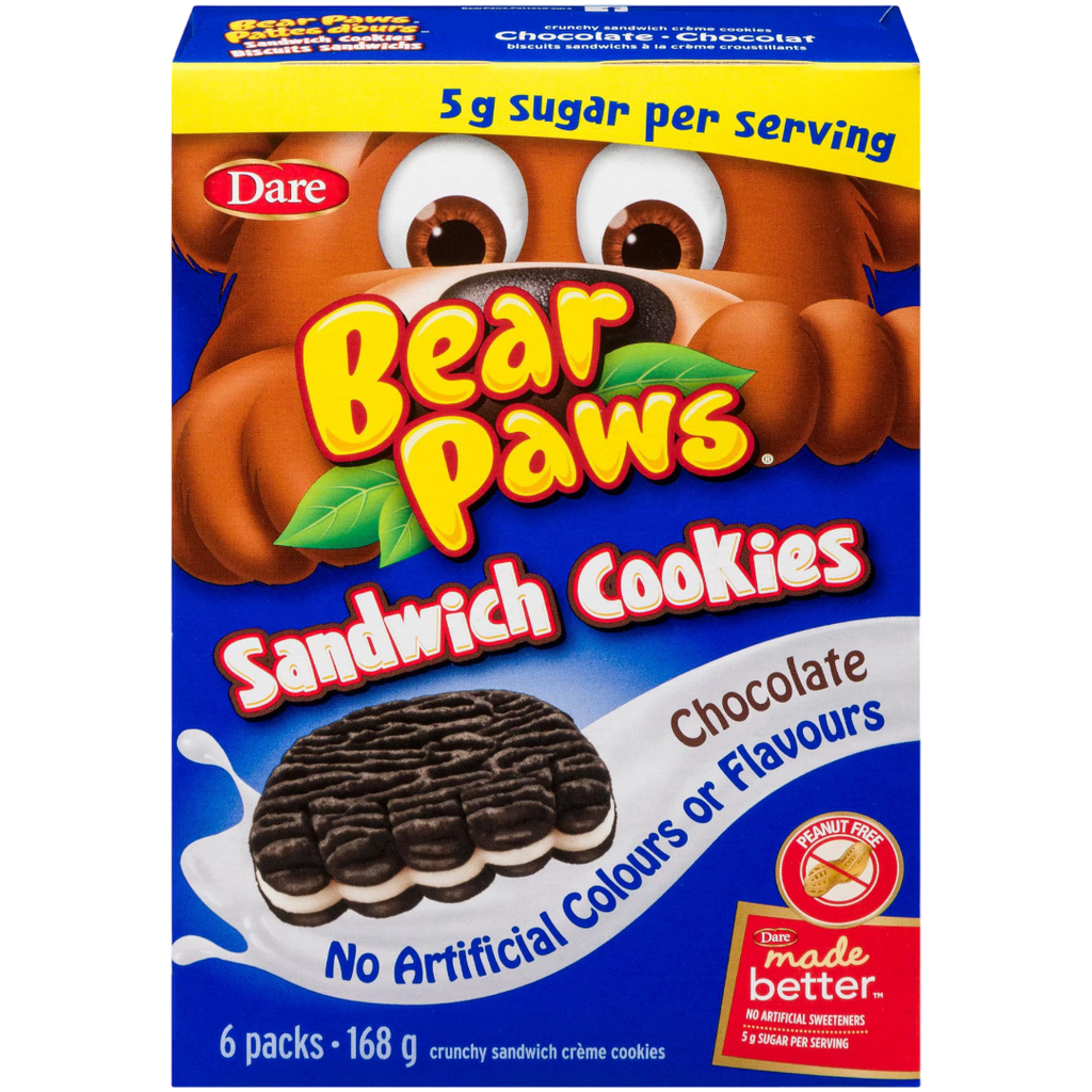 Bear Paws Chocolate Flavour Sandwich Cookies (Canada) - 5.93oz (168g)