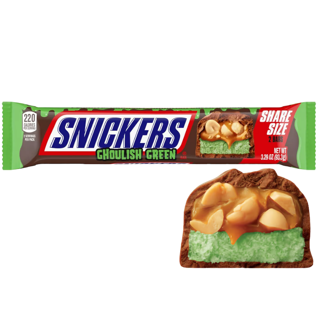 Snickers Ghoulish Green Share Size (Halloween Limited Edition) - 3.29oz (93.3g)