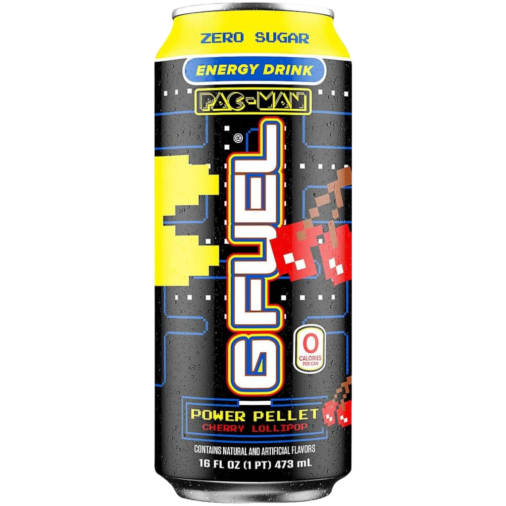 G FUEL - Pac-Man Power Pellet Cherry Lollipop Zero Sugar Energy Drink - 16fl.oz (473ml)