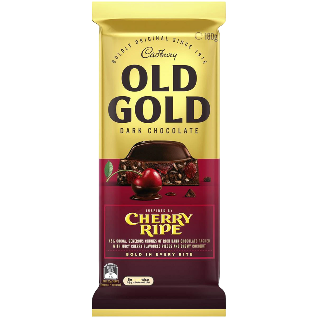 Cadbury Old Gold Cherry Ripe Chocolate Block (Australia) - 6.3oz (180g)