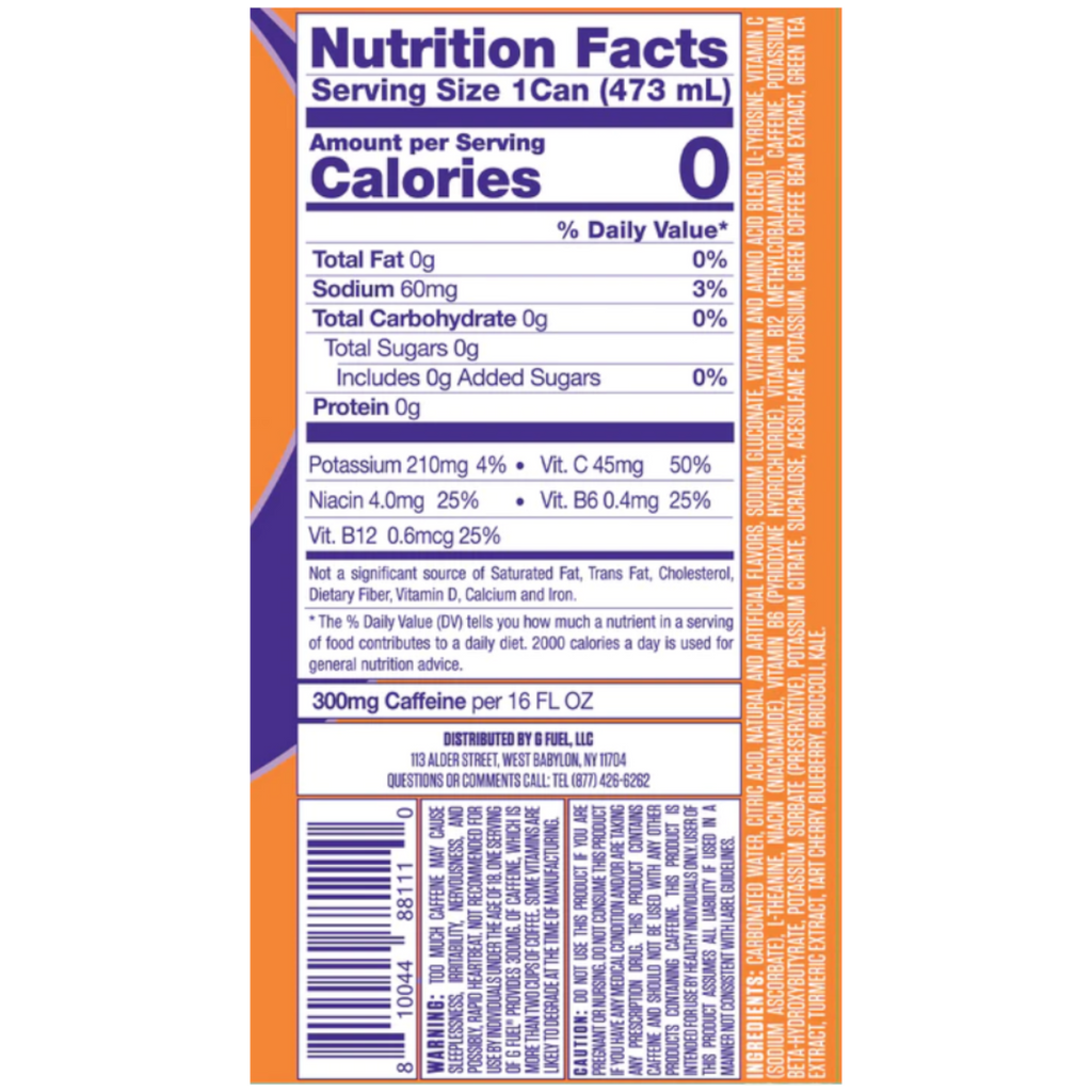G FUEL - Orange Vibe (Orange Creamsicle Flavour) Zero Sugar Energy Drink - 16fl.oz (473ml)