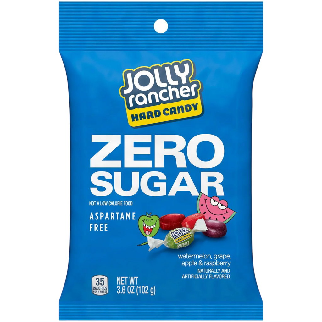 Jolly Rancher Zero Sugar Hard Candy Assorted Fruit Flavours Peg Bag - 3.6oz (102g)