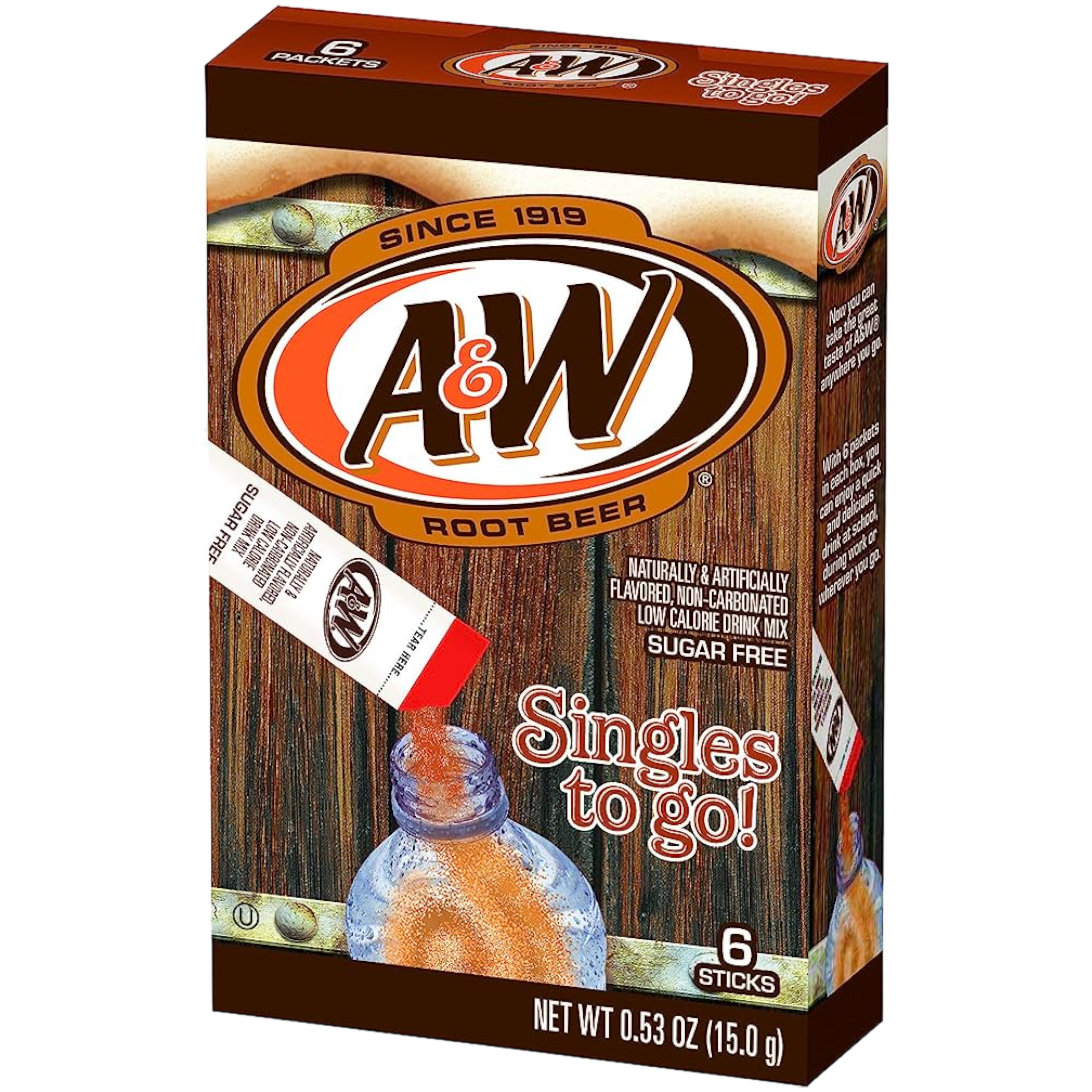 A&W Root Beer Singles To Go Sugar Free Drink Mix - 6 Pack (0.53oz (15g))