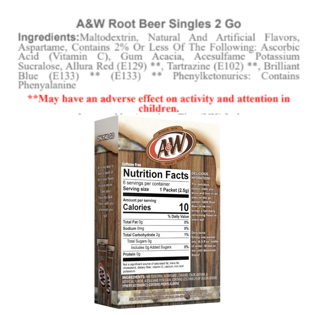 A&W Root Beer Singles To Go Sugar Free Drink Mix - 6 Pack (0.53oz (15g))